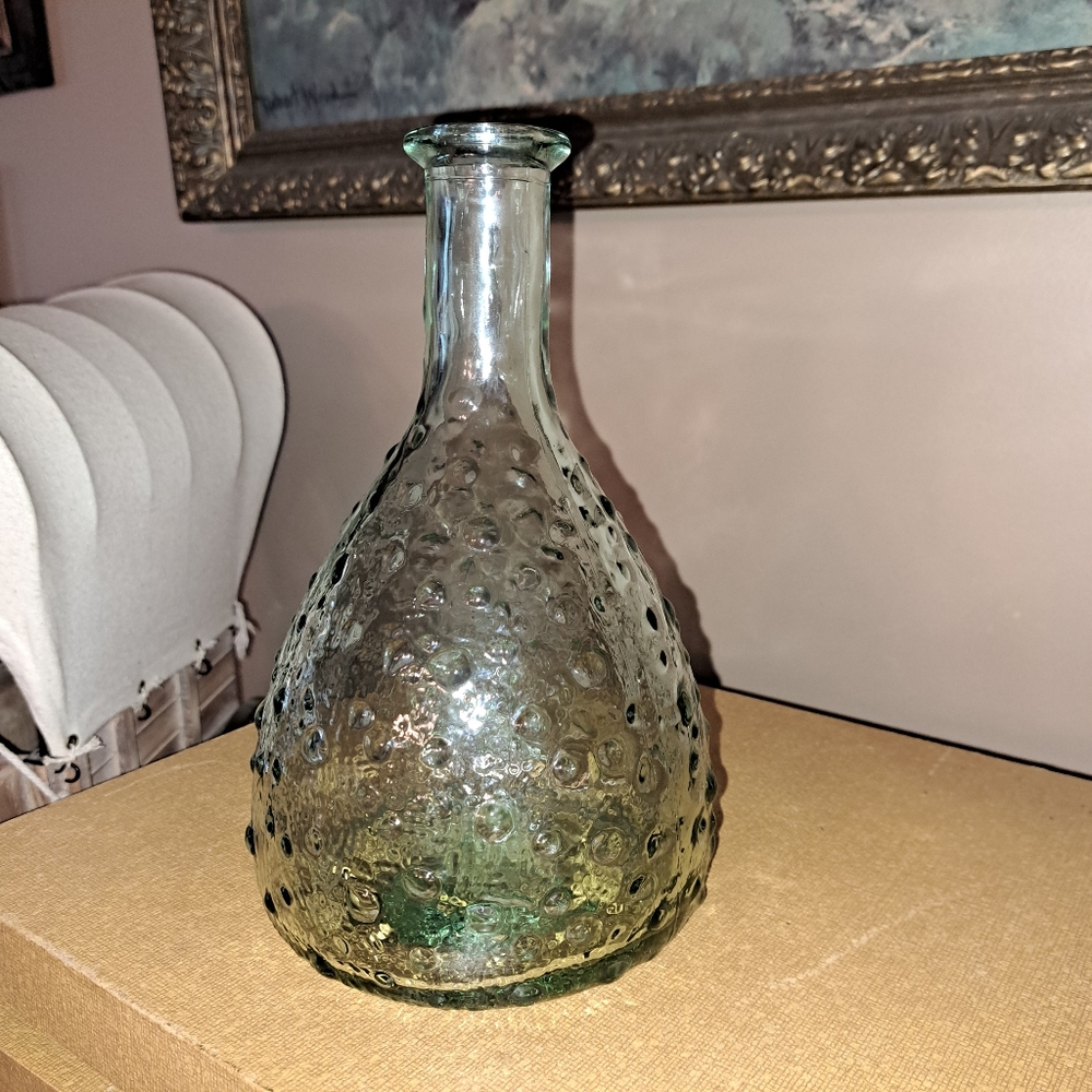 Green hobnail recycled glass vase/Decanter 🇪🇸 spain